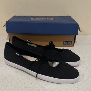 Keds Women's Mira Canvas Black Canvas Ballet Sneakers